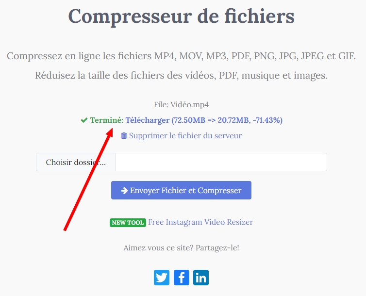 Site YouCompress pour réduire le poids de votre vidéo