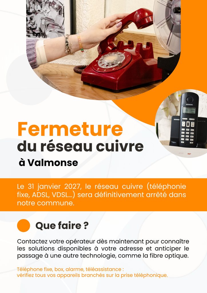 Affiche mairie fermeture du réseau cuivre le 31 janvier 2027